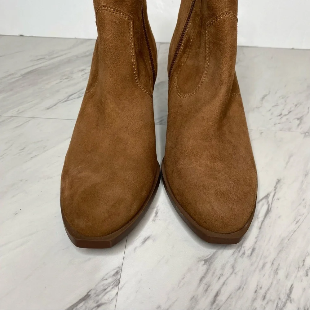 Seychelles Brown Suede Stacked Heel Bootie 6.5